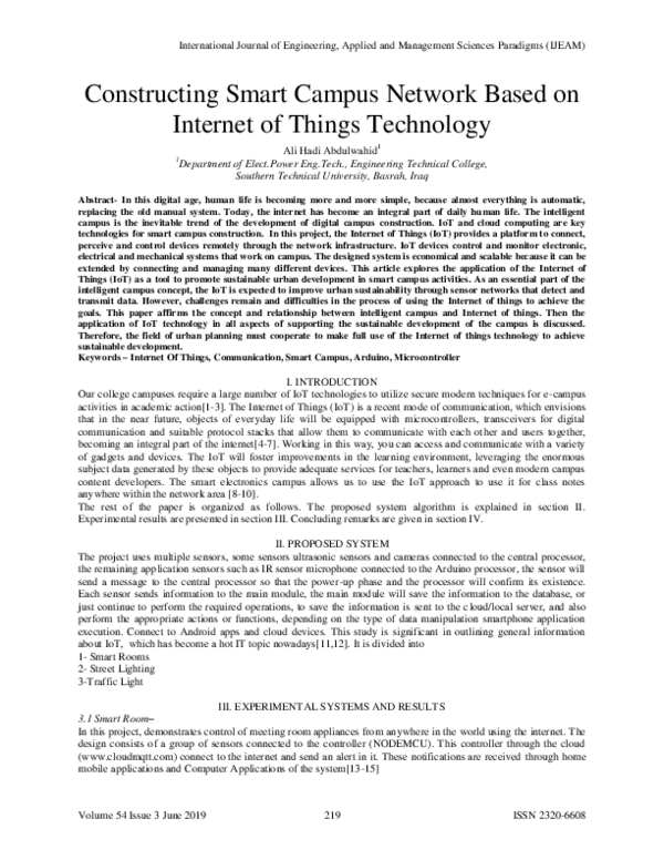 (PDF) Constructing Smart Campus Network Based on Internet of Things ...