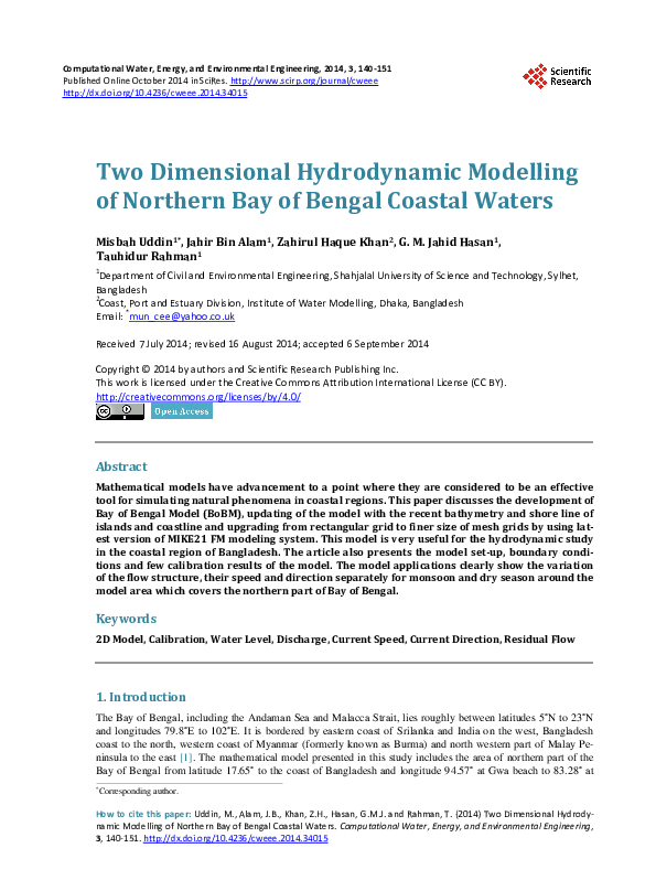 (PDF) Two Dimensional Hydrodynamic Modelling of Northern Bay of Bengal ...