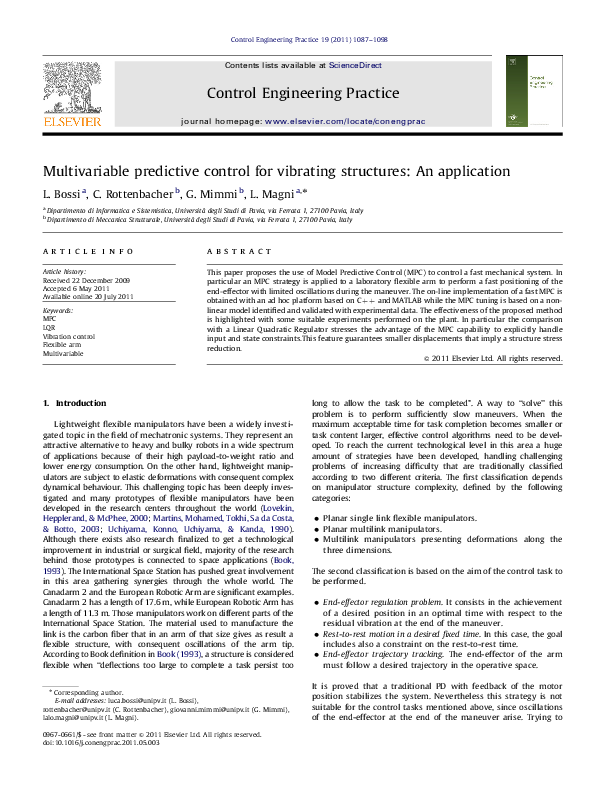 (PDF) Multivariable predictive control for vibrating structures: An ...
