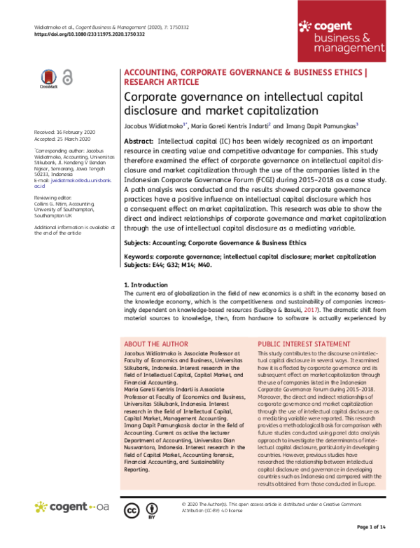 (PDF) Corporate governance on intellectual capital disclosure and ...