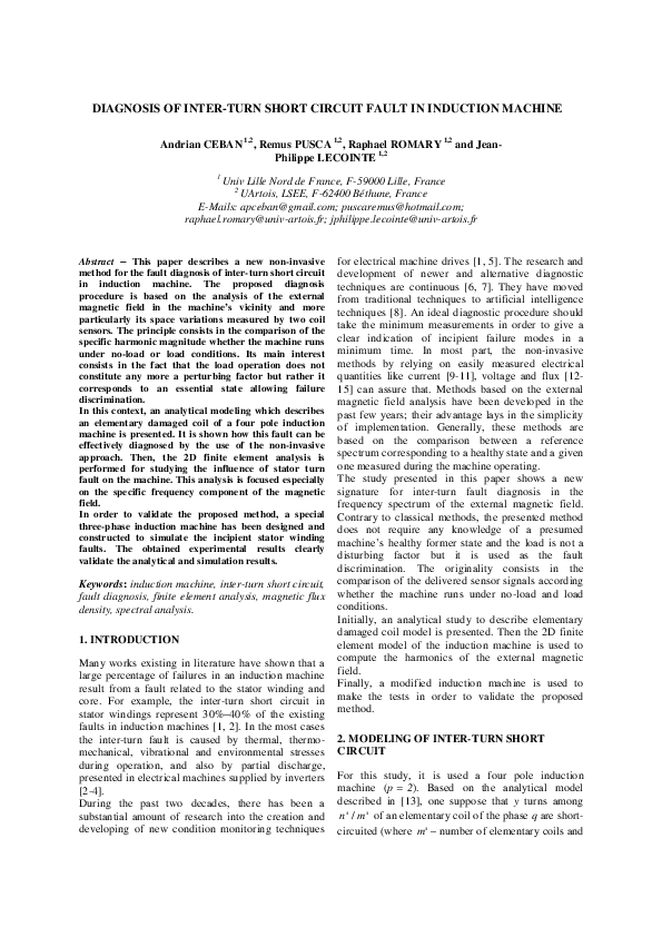 (PDF) Diagnosis of Inter-Turn Short Circuit Fault in Induction Machine