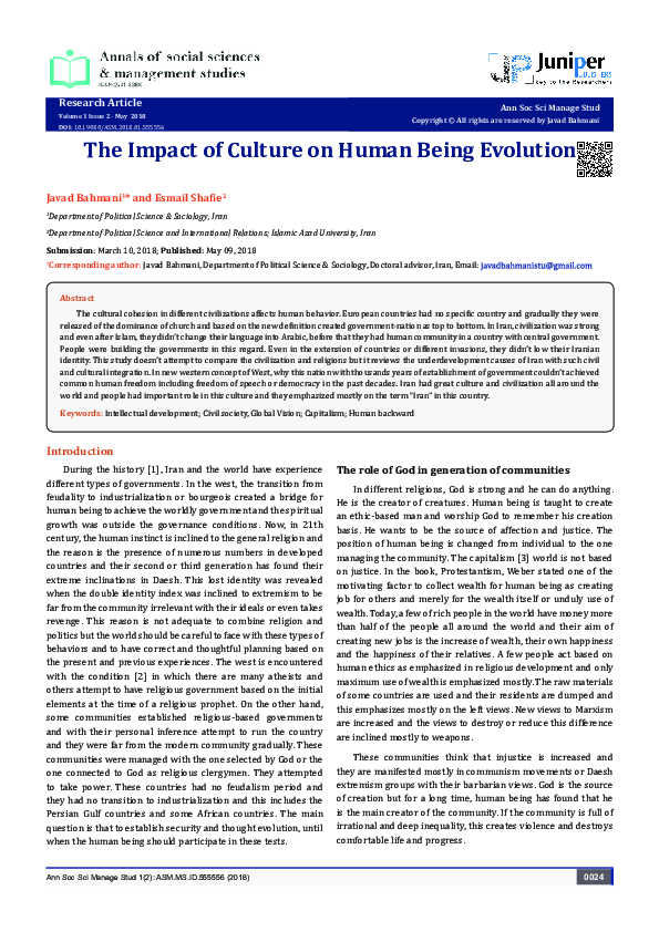 (PDF) The Impact of Culture on Human Being Evolution A Review Essay
