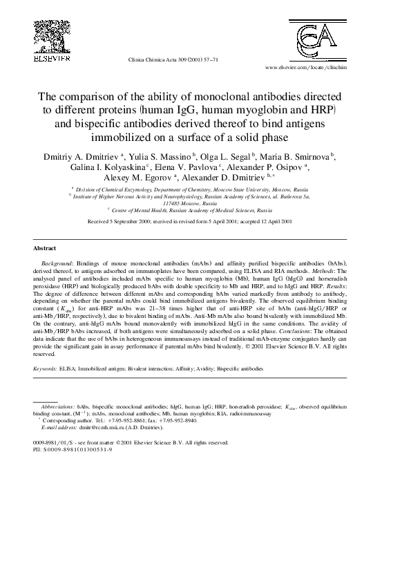 (PDF) The comparison of the ability of monoclonal antibodies directed ...