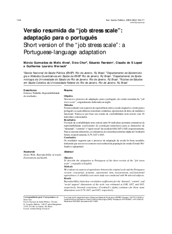  PDF Short Version Of The job Stress Scale A Portuguese language 