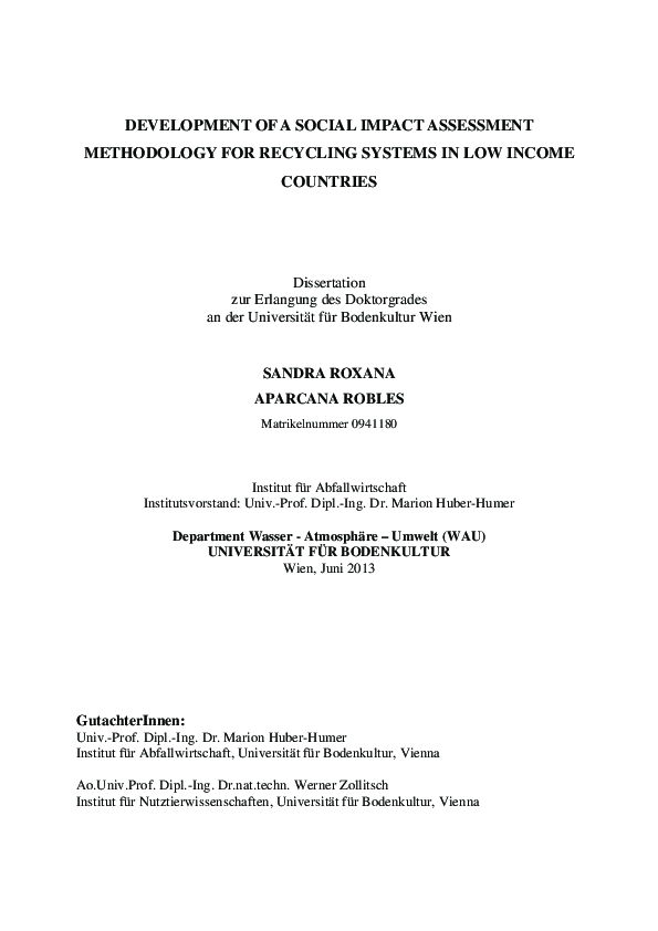 (PDF) Development of a Social Impact Assessment Metho