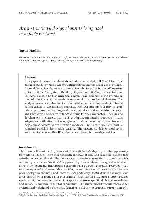 (PDF) Are instructional design elements being used in module writing?