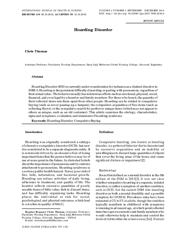 (PDF) Hoarding Disorder