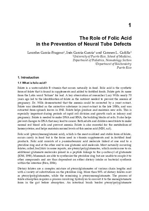 (PDF) The role of folic acid in the prevention of neural tube defects