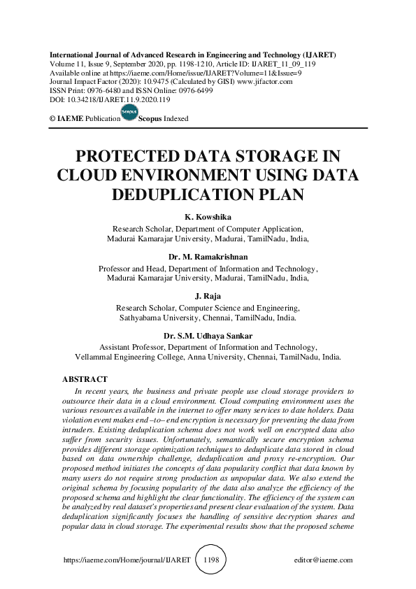 (PDF) PROTECTED DATA STORAGE IN CLOUD ENVIRONMENT USING DATA ...