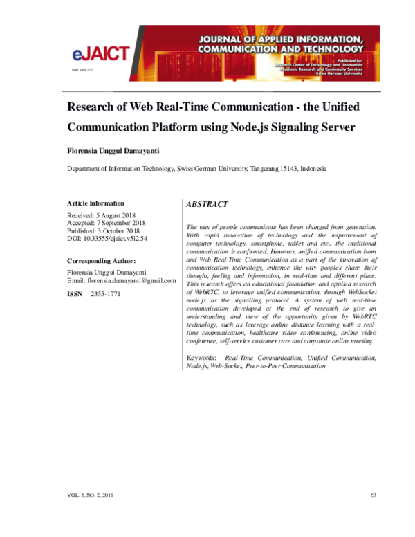 (PDF) Research of Web Real-Time Communication - the Unified ...