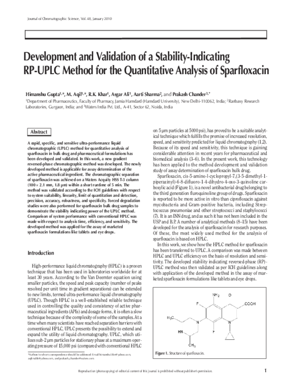 (PDF) Development and Validation of a Stability-Indicating LC Method ...