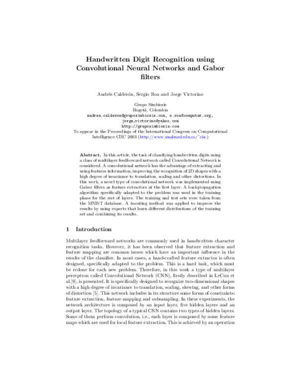 (PDF) Handwritten digit recognition using convolutional neural networks ...