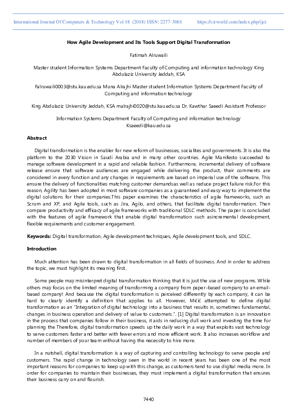 (PDF) How Agile Development and Its Tools Support Digital Transformation