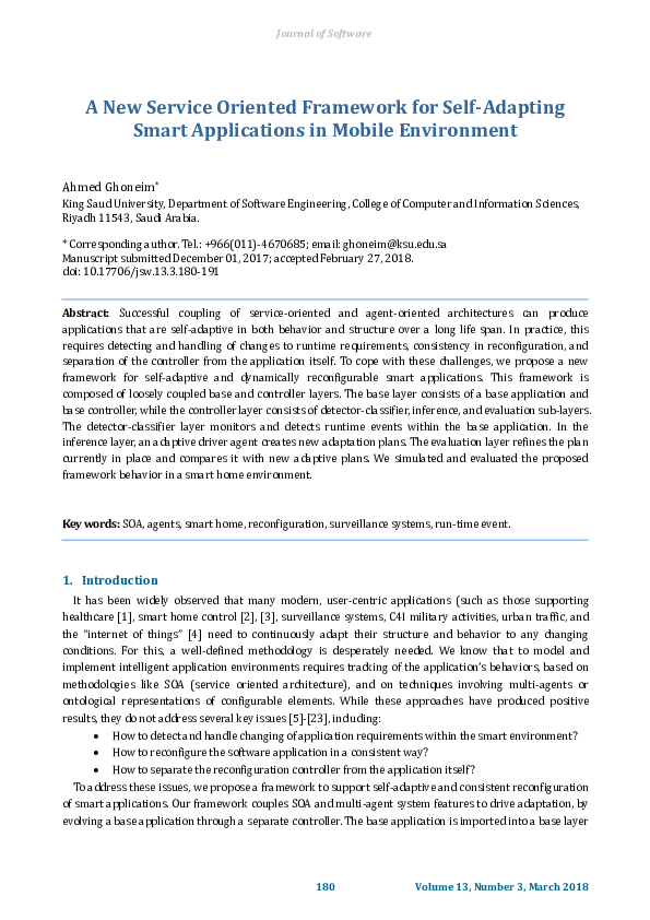 (PDF) A New Service Oriented Framework for Self-Adapting Smart ...
