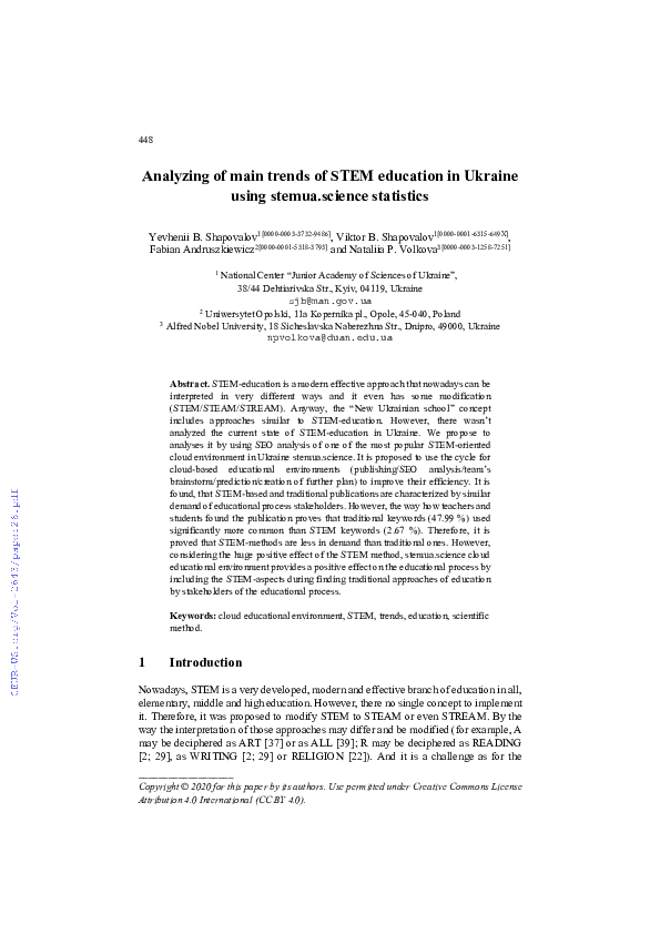 (PDF) Analyzing of main trends of STEM education in Ukraine using ...
