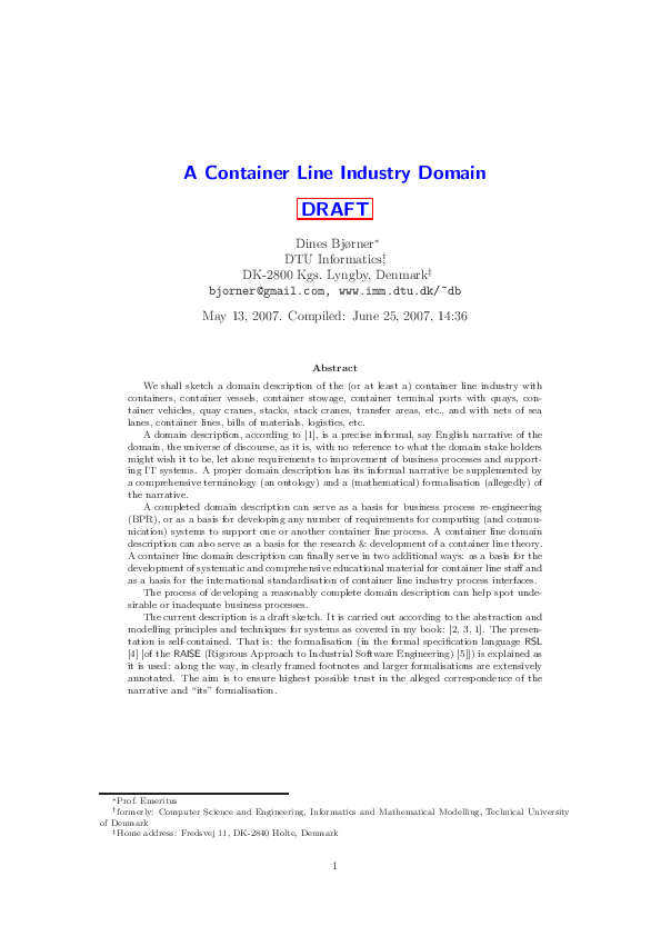 (PDF) A Container Line Industry Domain DRAFT