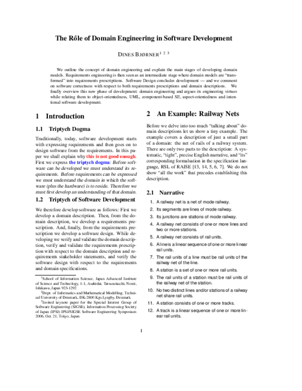 (PDF) The Rˆ ole of Domain Engineering in Software Development