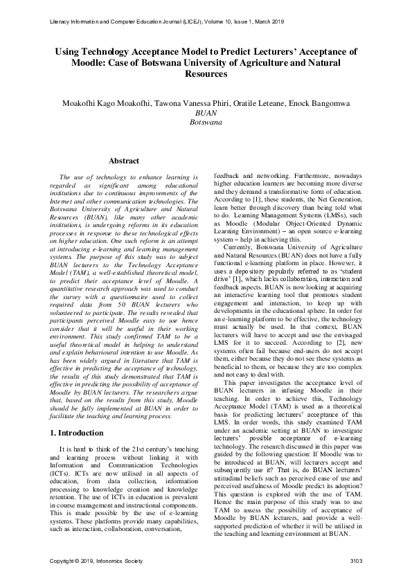 (PDF) Using Technology Acceptance Model to Predict Lecturers ...