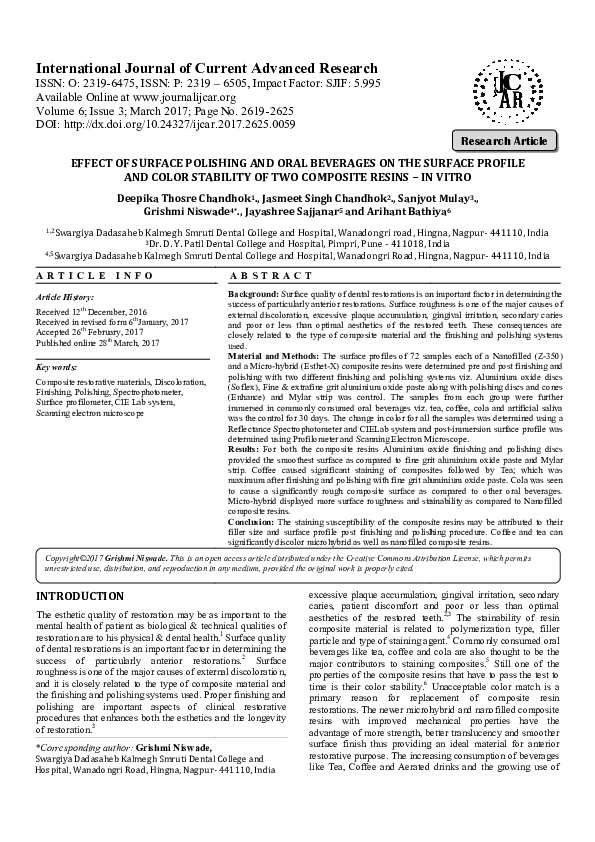 (PDF) Effect of surface polishing and oral beverages on the surface ...