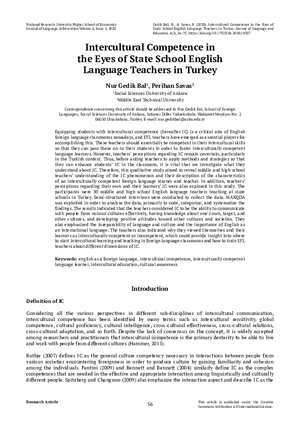 (PDF) Intercultural Competence in the Eyes of State School English ...