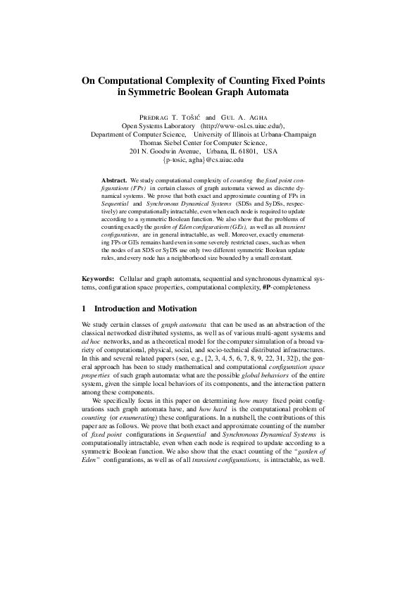 (PDF) On Computational Complexity of Counting Fixed Points in Symmetric ...