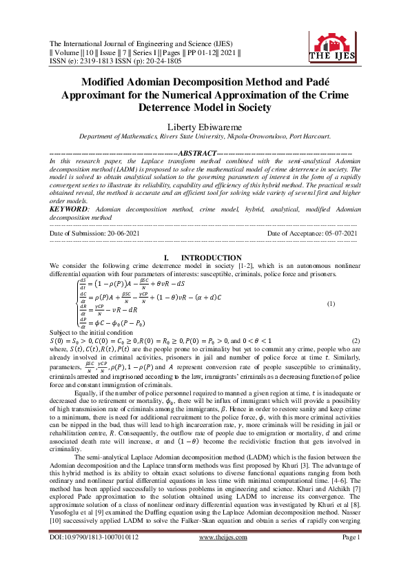 (PDF) Modified Adomian Decomposition Method and Padé Approximant for ...