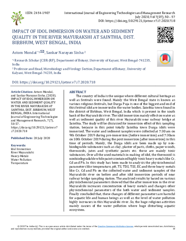(PDF) Impact of Idol Immersion on Water and Sediment Quality in the ...