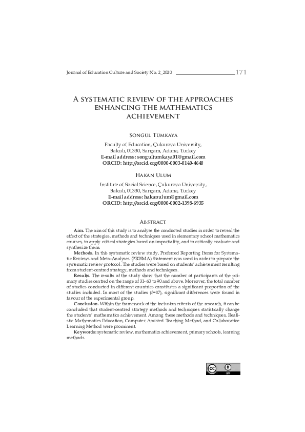 (PDF) A Systematic Review of the Approaches Enhancing the Mathematics ...
