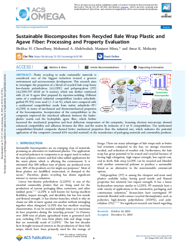 (PDF) Sustainable Biocomposites from Recycled Bale Wrap Plastic and ...