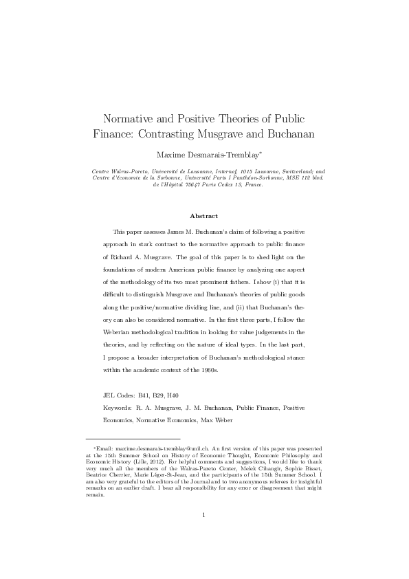 (PDF) Normative and positive theories of public finance contrasting