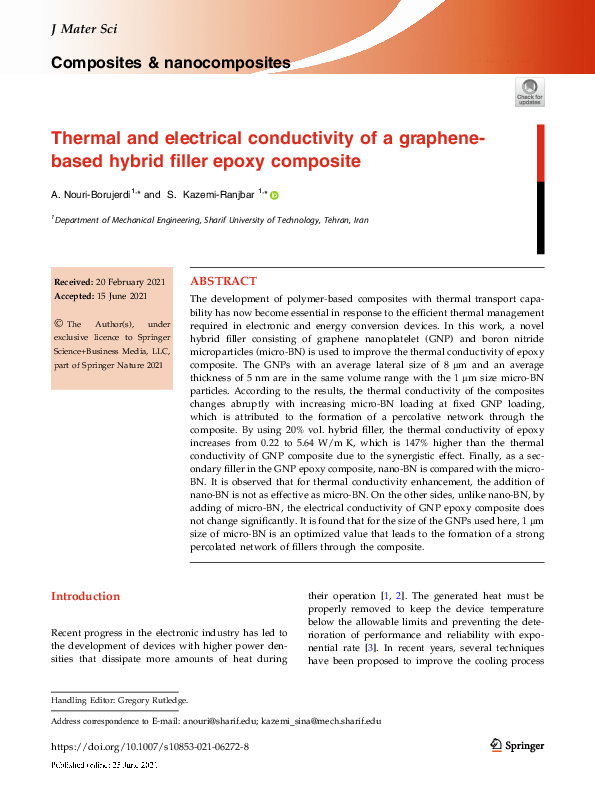(PDF) Thermal and electrical conductivity of a graphenebased hybrid ...