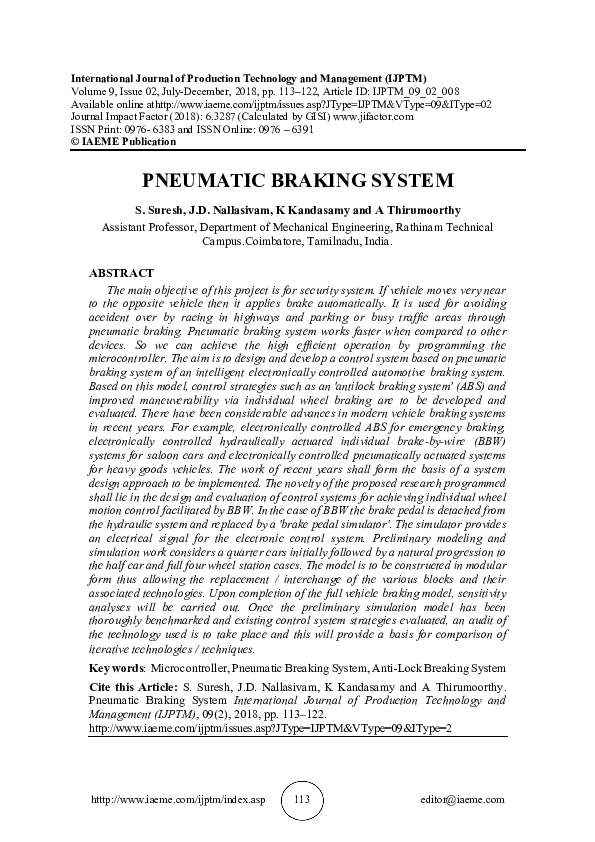(PDF) PNEUMATIC BRAKING SYSTEM