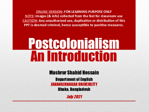 Ppt Postcolonialism Online Lecture 1