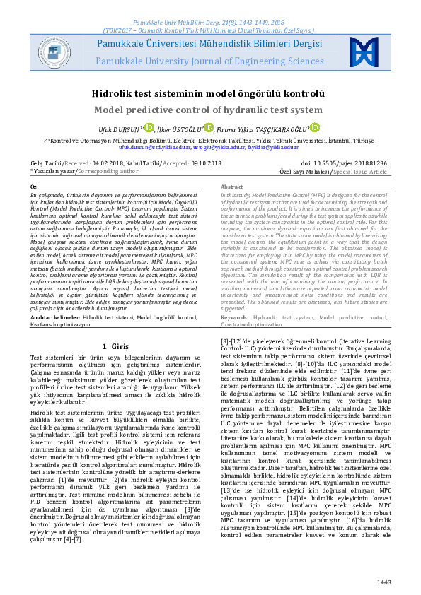 (PDF) Model Predictive Control of Hydraulic Test System