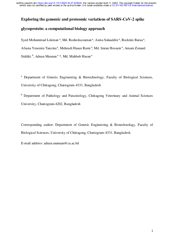 (PDF) Exploring the genomic and proteomic variations of SARS-CoV-2 ...
