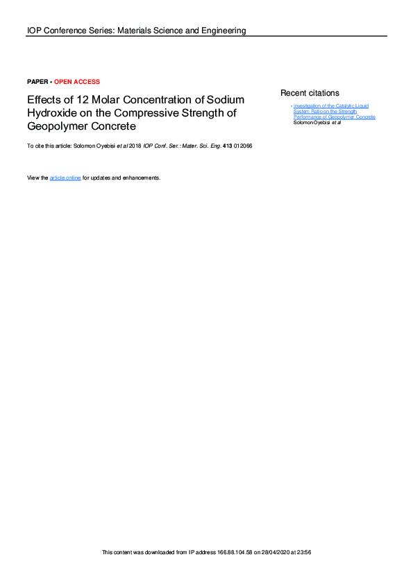 (PDF) Effects of 12 Molar Concentration of Sodium Hydroxide on the ...