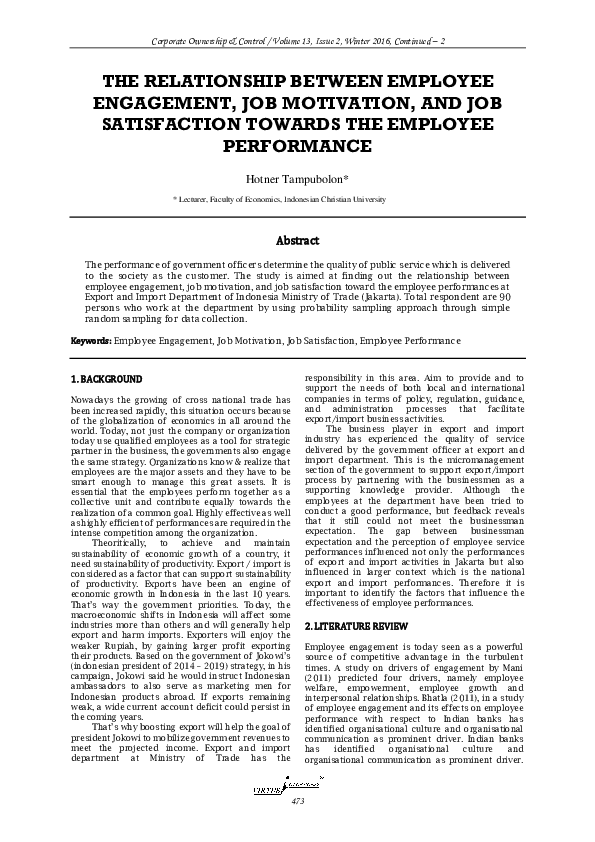 (PDF) The Relationship Between Employee Engagement, Job Motivation, and ...