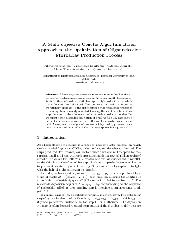 (PDF) A Multi-objective Genetic Algorithm Based Approach to the ...