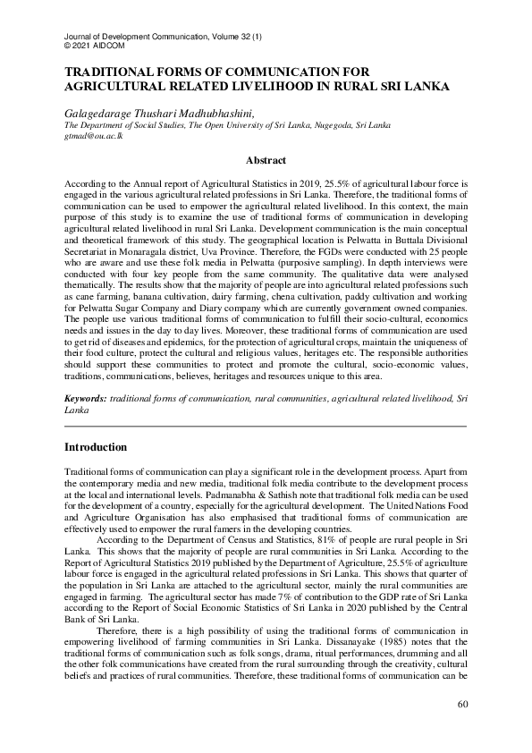  pdf traditional forms of communication for agricultural related