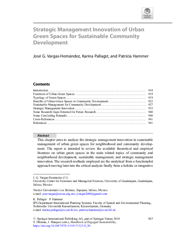 (PDF) Strategic Management Innovation of Urban Green Spaces for ...