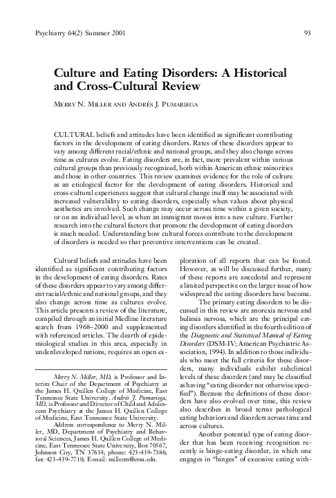 (PDF) Culture and Eating Disorders: A Historical and Cross-Cultural Review