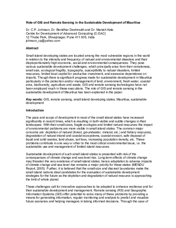 (PDF) Role of GIS and Remote Sensing in the Sustainable Development of ...
