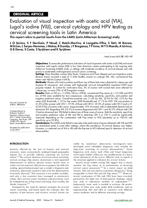 (PDF) Evaluation of visual inspection with acetic acid and Lugol's