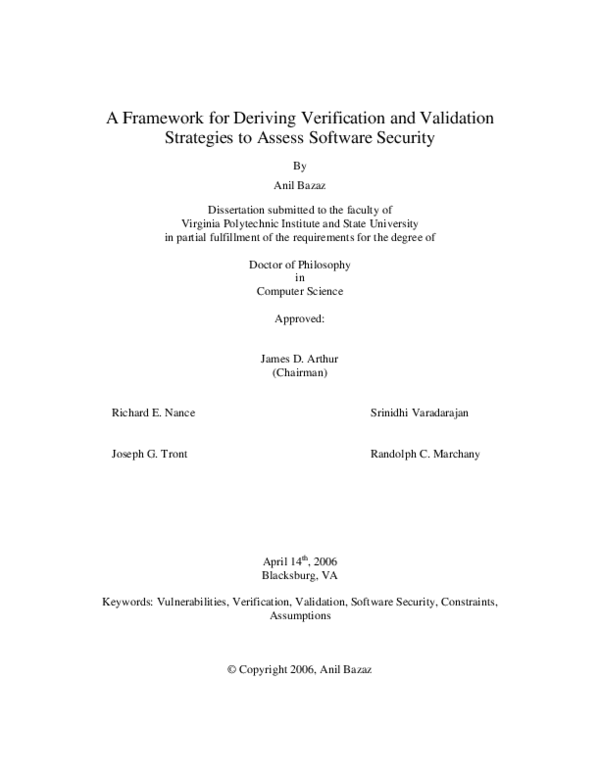 (PDF) A framework for deriving verification and validation strategies ...