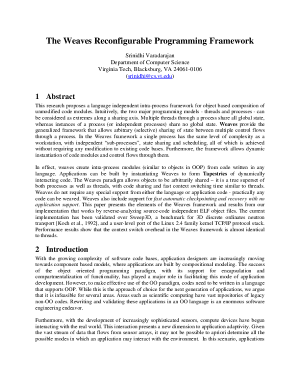 (PDF) The Weaves Reconfigurable Programming Framework
