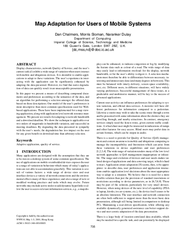 (PDF) Map adaptation for users of mobile systems