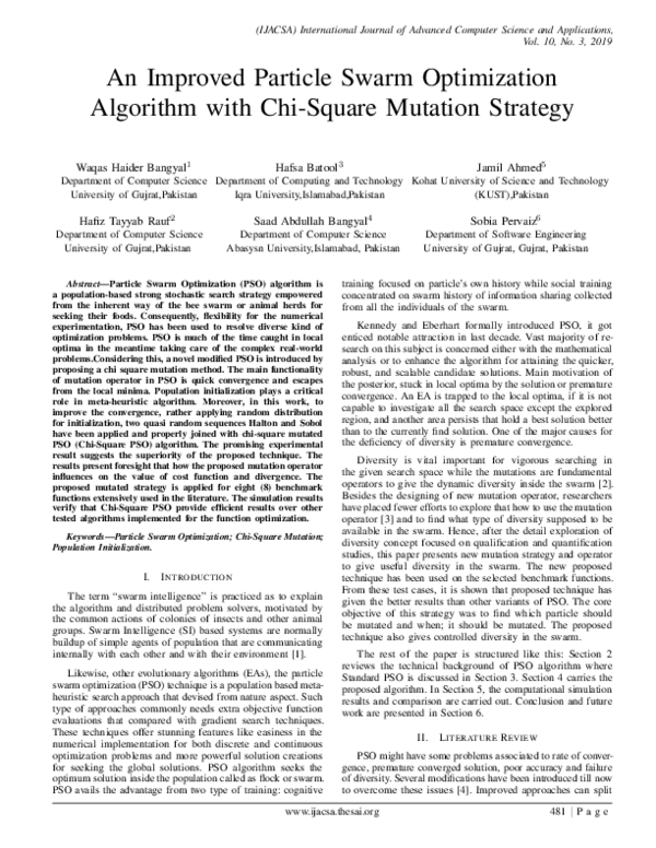 (PDF) An Improved Particle Swarm Optimization Algorithm with Chi-Square ...
