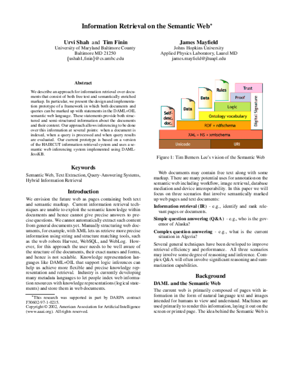 (PDF) Information retrieval on the semantic web