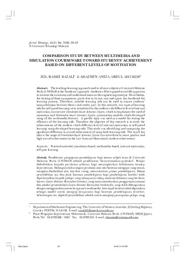 (PDF) Comparison Study Between Multimedia and Simulation Courseware ...