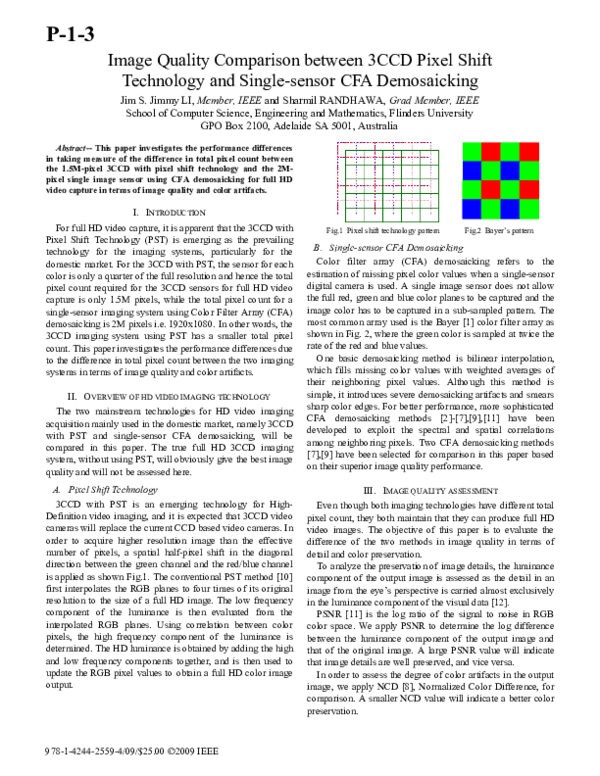 (PDF) Image quality comparison between 3CCD pixel shift technology and ...